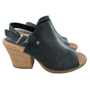 Born womens pea ankle booties size 8 black leather chunky western rodeo boots
